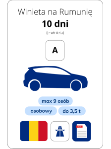 Rumunia na 10 dni - samochód os. (e-winieta)